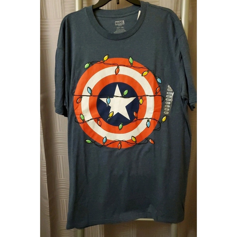NWT Marvel Men's Captain America Star Shield Logo Avengers Sz XLT Cotton Blend